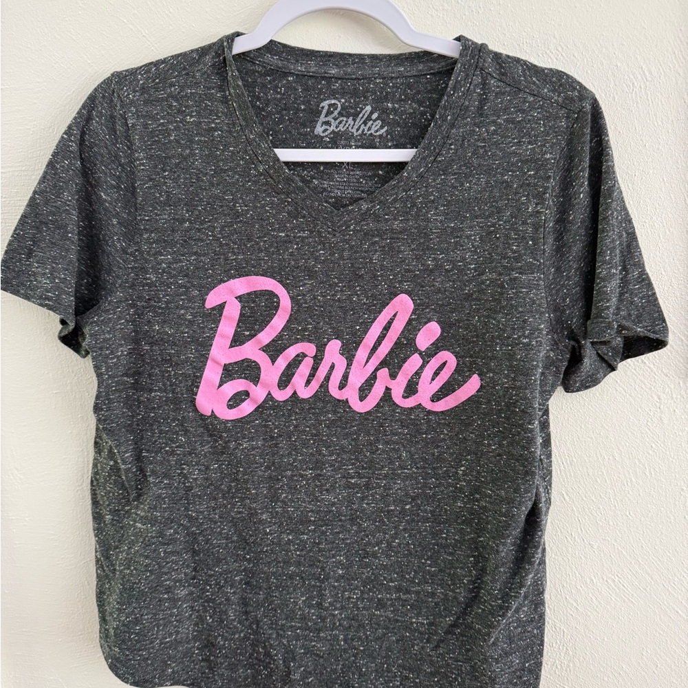 Barbie Charcoal Tee with Pink Script